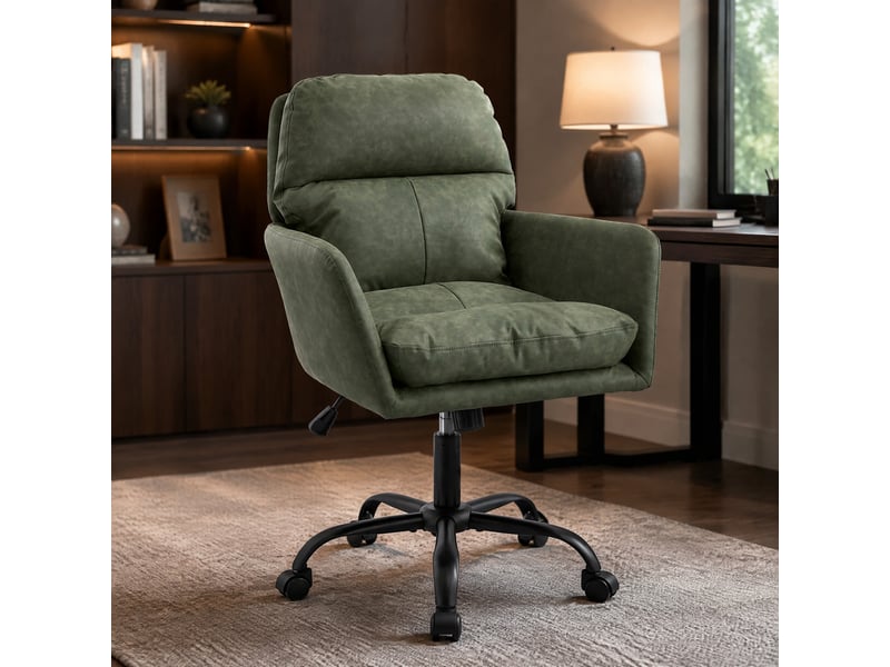  Chaise de bureau réglable en pu vert evryae  - Conforama C