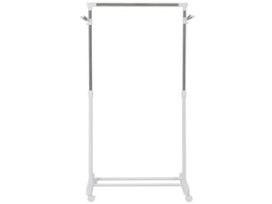 Appendiabiti stender ad altezza regolabile con fondo portaoggetti e 4 ruote, 68.5x42x87-145 cm