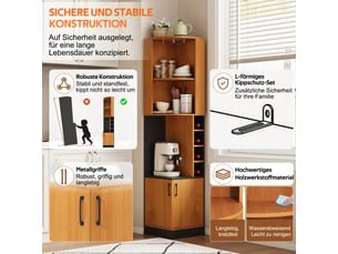 Meuble d'angle pour vin - 40 x 40 x 182 cm - bois et noir - colonne de rangement d'angle avec porte-verres et compartiments à bouteilles