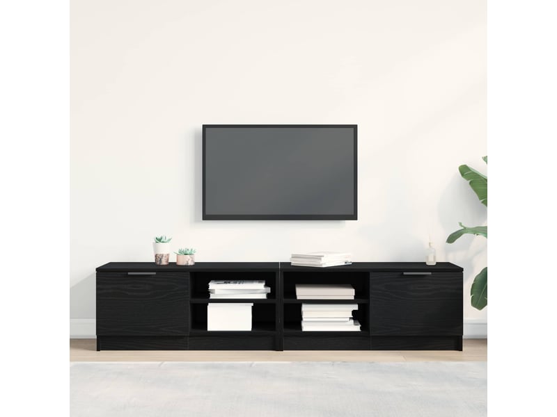  Meuble tv - banc tv - meuble de rangement 2 pcs chêne noir bois d'ingénierie  - Conforama D
