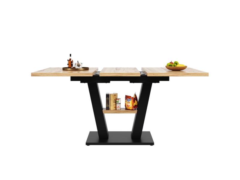 Table à manger extensible 118-157x70x75 cm, effet bois, rallonge intégrée, gain de place, cuisine salon - Conforama A