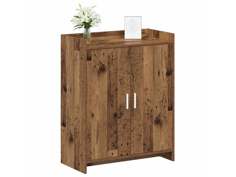  Meuble à chaussure, cabinet à chaussures avec porte bois ancien 73,5x36x92 cm  - Conforama C