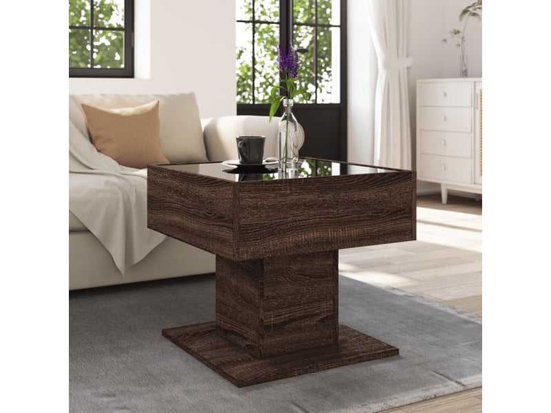  Table basse - table de salon - table à thé avec led chêne marron 50x50x45 cm bois d'ingénierie  - Conforama D