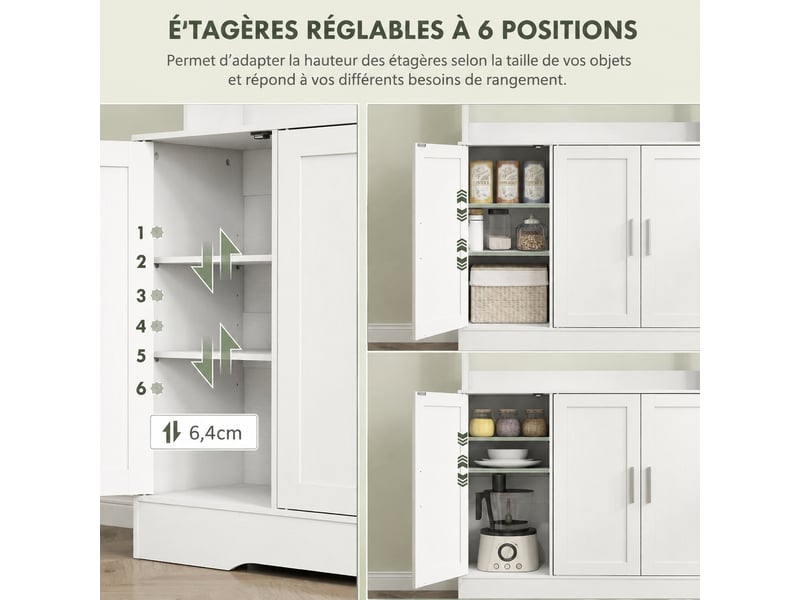  Meuble de cuisine scandinave blanc avec portes en verre trempé, 108 x 35 x 180 cm  - Conforama D