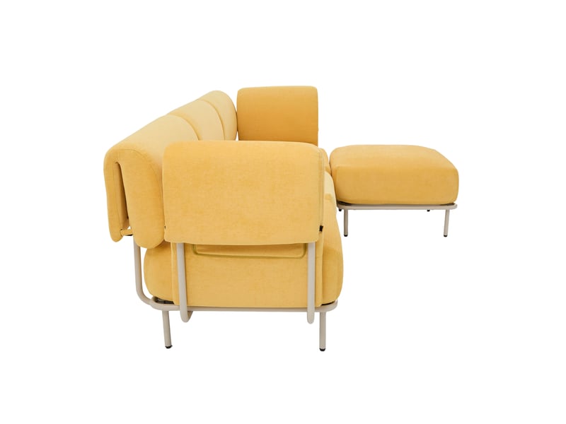  Canapé d'angle modulable avec pouf en chenille mangue, ensemble salon moderne et confortable  - Conforama E