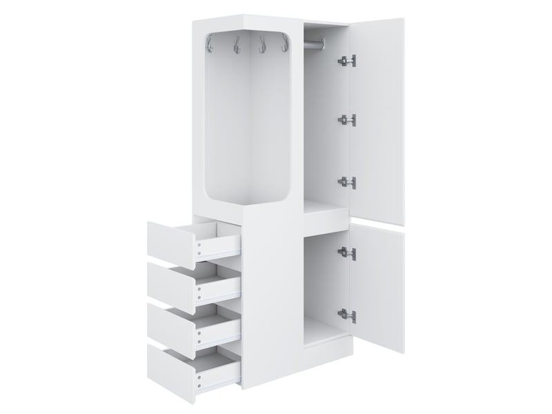  Armoire 1 porte 4 tiroirs avec penderie ouverte 70 x 40 x 170 cm LDB00432AAK - Conforama E
