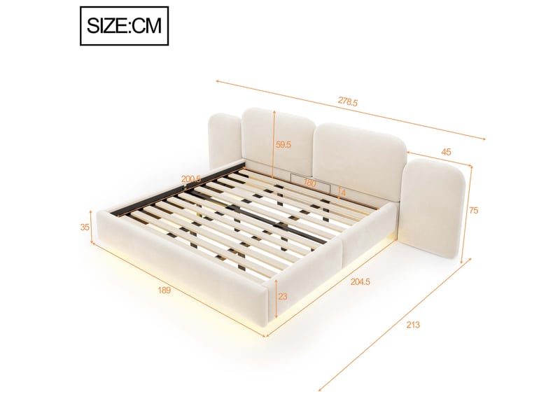  Lit coffre 180x200 led avec prises usb et usb-c evryae  - Conforama E