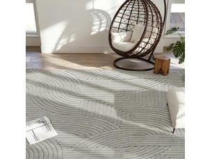 Tapis de salon géométrique à poils longs doux et antidérapant tissé jacquard en polyester et coton gris 160 × 120 cm