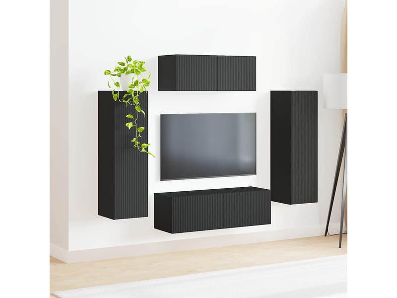  Ensemble meuble tv - banc tv - meuble de rangement 3 pcs noir bois d'ingénierie  - Conforama D