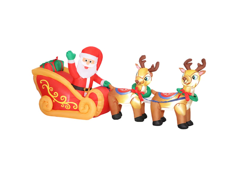  Père noël gonflable avec traîneau et rennes de noël gonflables avec lumières led pour une utilisation intérieure et extérieure 240x75x100 cm  - Conforama A