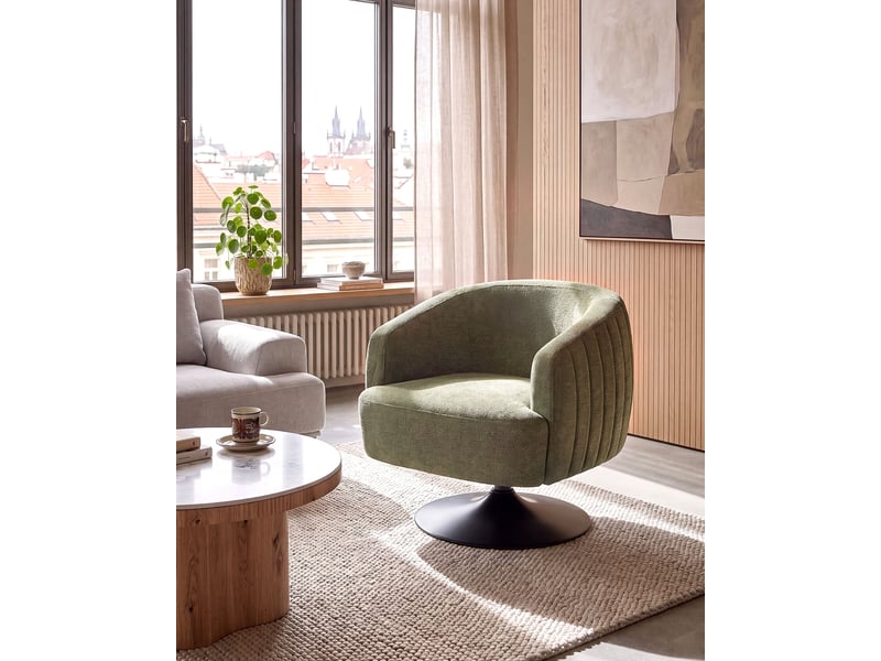  Fauteuil pivotant norager tissu vert  - Conforama B