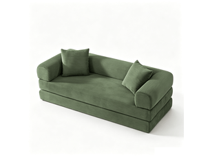 Canapé convertible lit 1 place vert avec rangement intégré tissu velours et mousse 195x89x59 cm