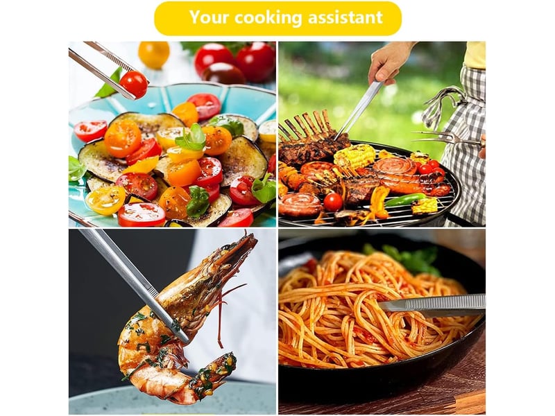 Pincette de cuisine en acier inoxydable, 30 cm pince de chef, outil de cuisine pour griller et cuire, longue pince à épiler droite No Commercial reference - Conforama D