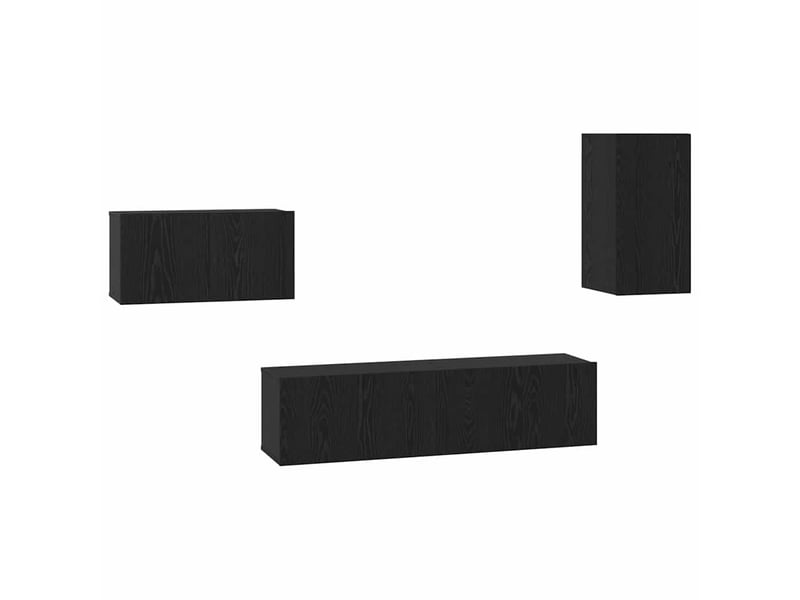  Ensemble meuble tv - banc tv - meuble de rangement 4 pcs chêne noir bois d'ingénierie  - Conforama A