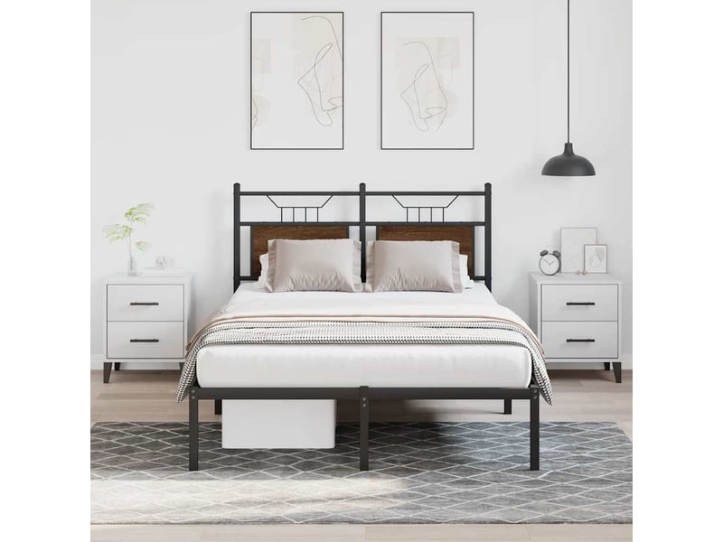  Lit double- lit adulte -  cadre de lit sans matelas chêne marron 120x190 cm  - Conforama C
