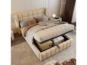 Lit coffre 140x200 cm <strong>OOIILLEE</strong> <strong>Luxe haut de gamme</strong> coloris beige