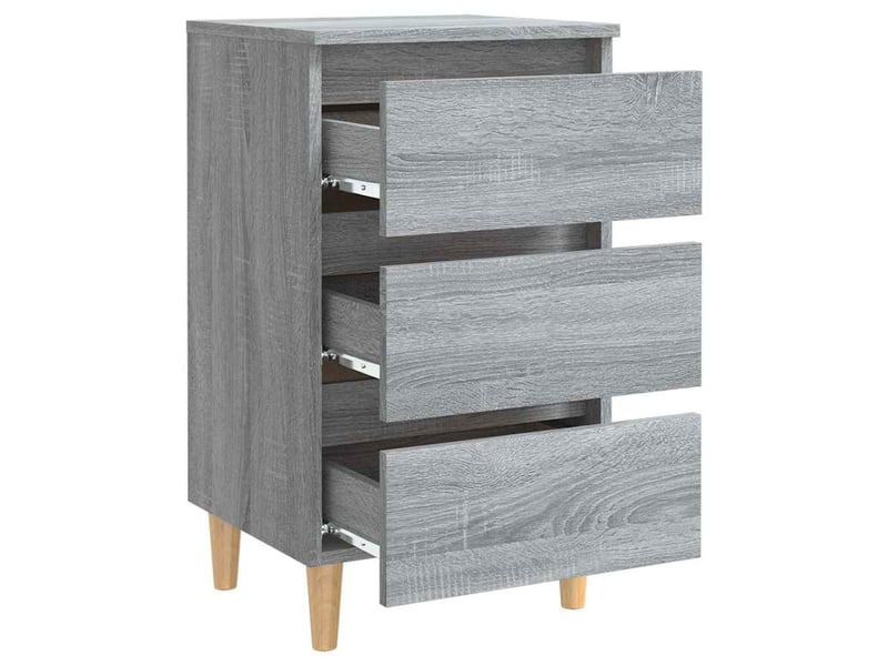  Table de chevet - cabinet de chevet - table de nuit avec pieds en bois sonoma gris 40x35x69 cm  - Conforama C