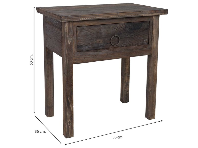  Table de chevet en bois marron 58x36x60 cm h  - Conforama C
