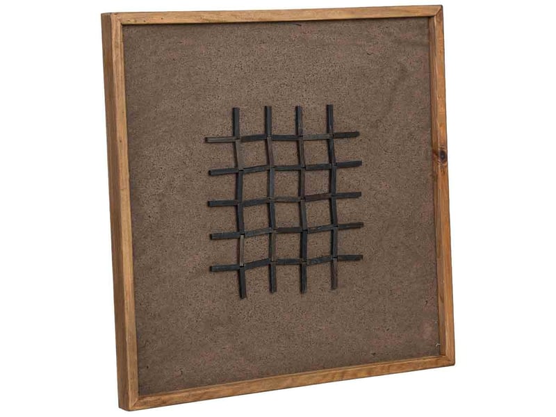  Tableau artisanal en bois recyclé relief marron et noir 62x4x62 cm h  - Conforama A