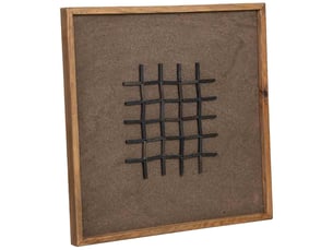Tableau artisanal en bois recyclé relief marron et noir 62x4x62 cm h