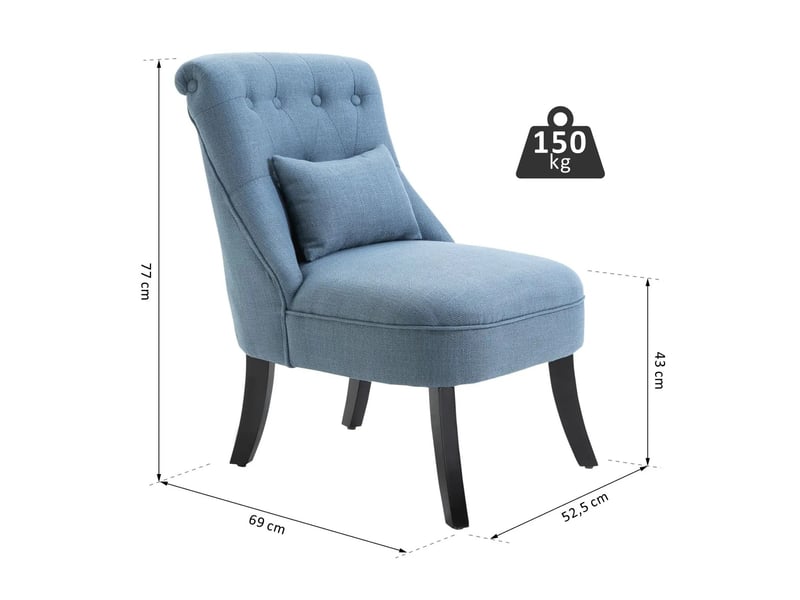  Fauteuil relax 52,5x69x77 cm style vintage bleu  - Conforama D