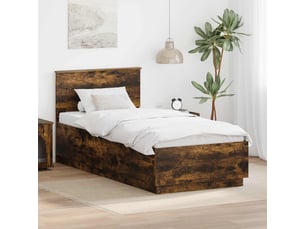Lit adulte, lit simple, cadre de lit chêne fumé 100x200cm bois d'ingénierie cf5786