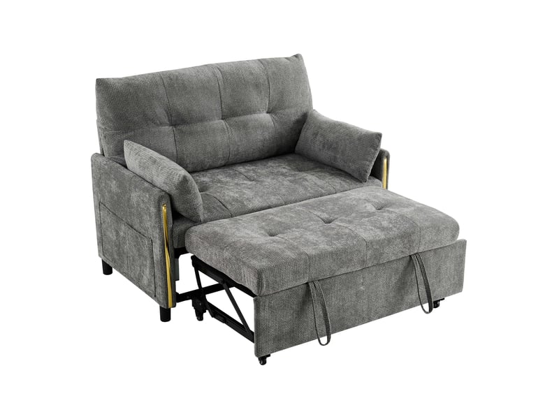 Canapé droit convertible 2 places en chenille gris, dossier réglable, 125 cm IKSETERA TRADING LTD - Conforama A