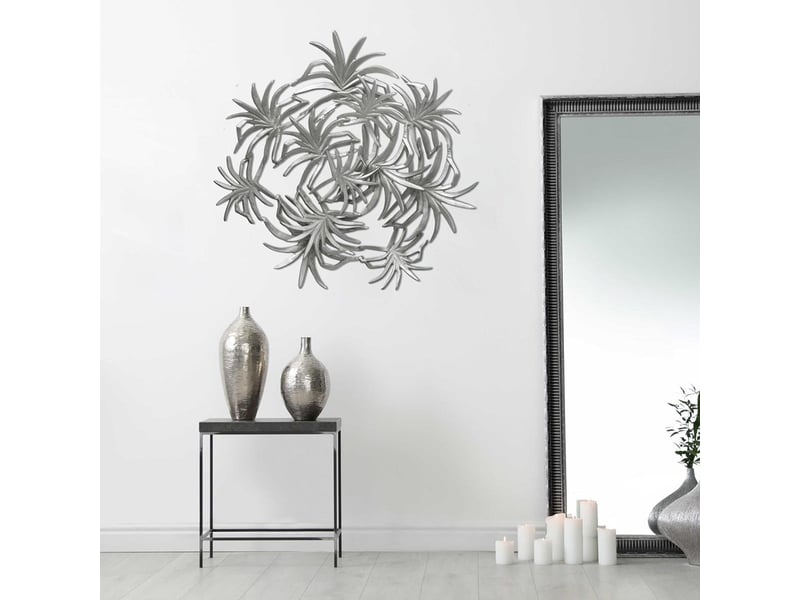  Déco murale feuillage en métal domizil 70cm argent  - Conforama D