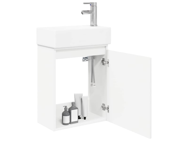  Meuble de salle de bain avec robinet blanc 45.5x22.5x84 cm shl722  - Conforama C