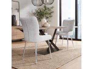 Lot de 6 chaises de salle à manger,avec pieds métal argentés,velours,gris