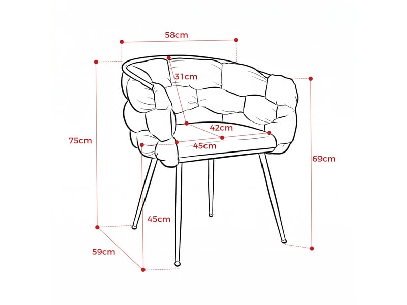 Lot de 2 fauteuils d'appoint modernes en velours rose avec structure métallique dorée - Conforama C