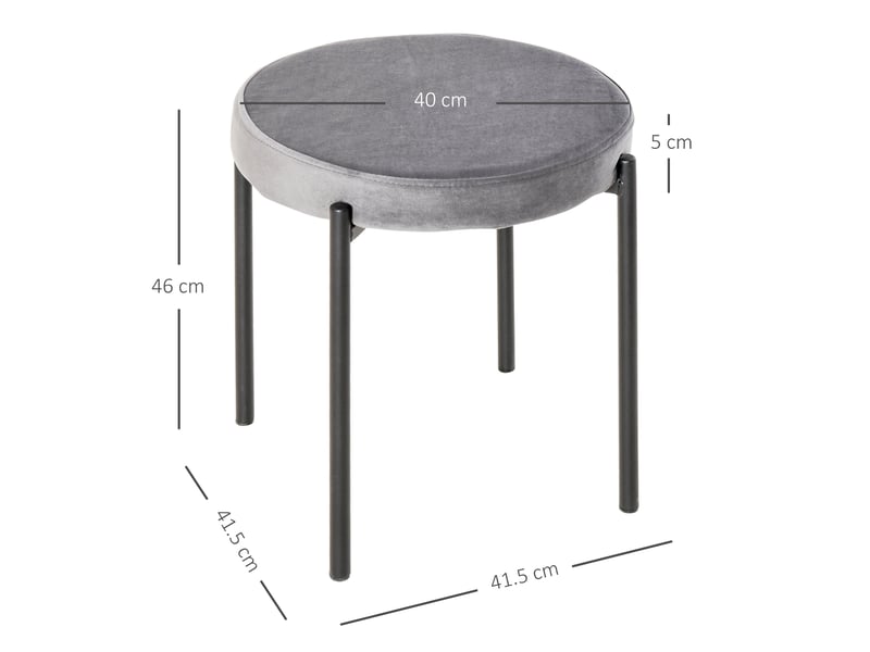  Lot de 4 tabourets de cuisine empilables,41,5x41,5x46 cm,velours,gris foncé  - Conforama C