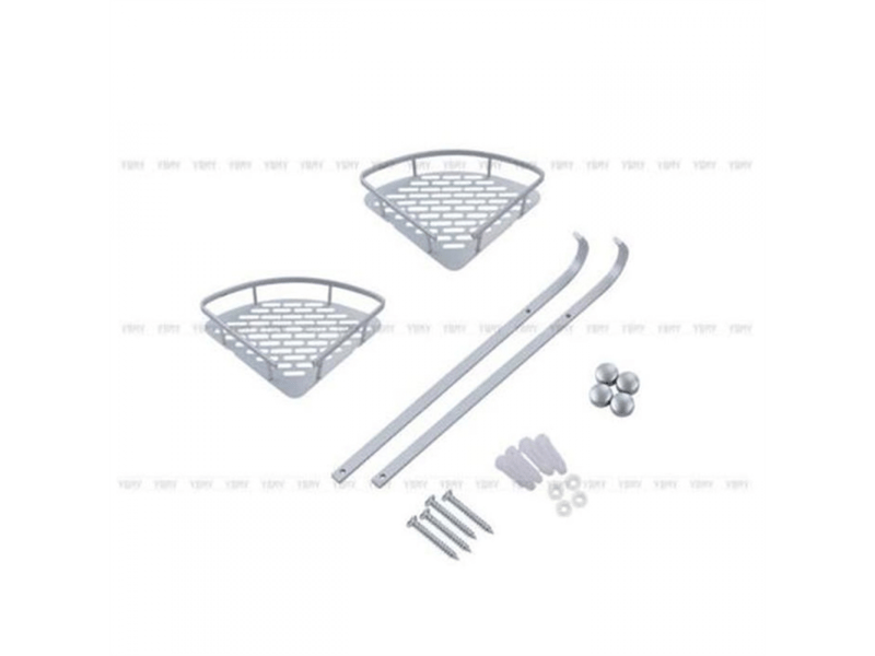  Étagère de salle de bain, étagère d'angle - aluminium antioxydant, rangement, 2 étagères pour shampoing, savon  - Conforama C