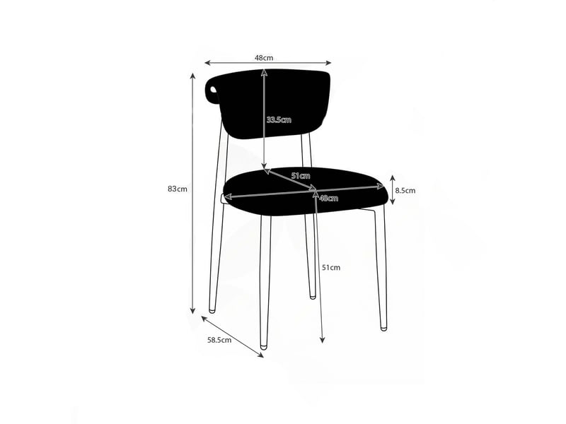  Lot de 2 chaises de salle à manger, chaise de cuisine rembourrée sans accoudoirs, tissu aspect lin et métal style moderne, gris  - Conforama E