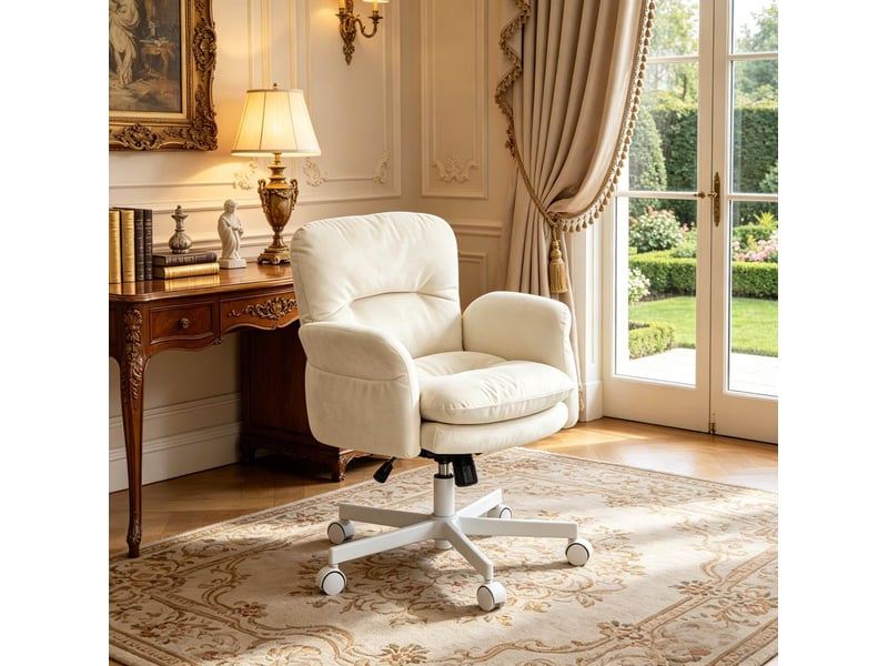 Moderne akzentstuhl, drehbarer essstuhl, chenille samt, beige, 150kg tragkraft - Conforama C