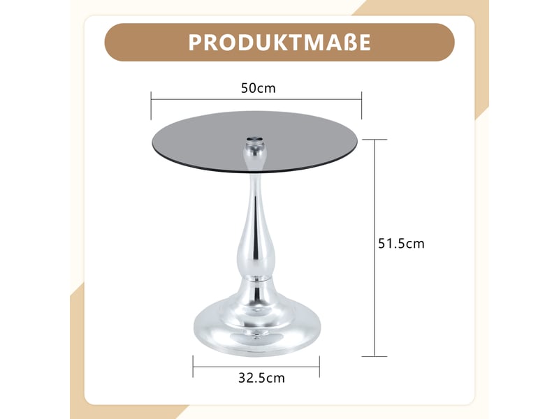  Table d’appoint ronde en verre trempé avec base antidérapante - lpospi - métal argenté, ø 50 × h 51,5 cm  - Conforama D