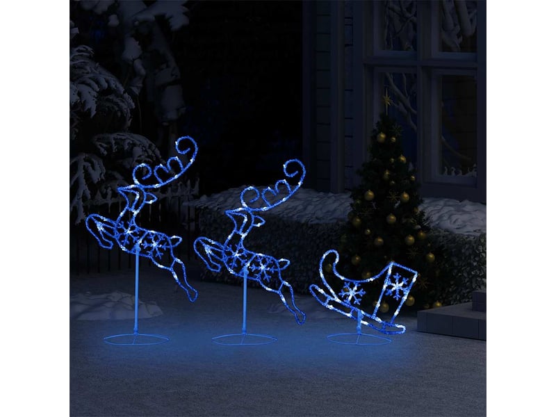  Rennetraîneaux noël volant acrylique 260x21x87 cm bleu  - Conforama C