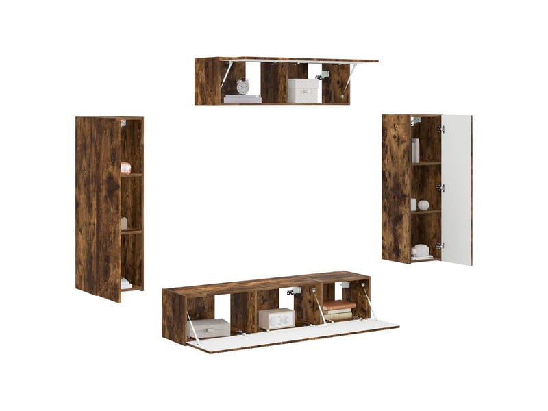  Meuble tv - banc tv - meuble de rangement 5 pcs chêne fumé  - Conforama C