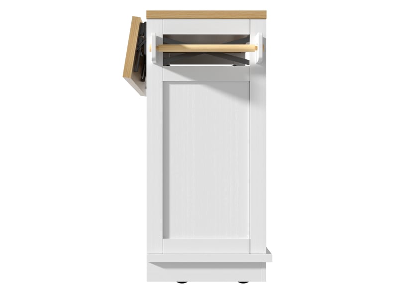  Desserte de cuisine à roulettes avec porte-serviettes et 3 tiroirs, (118×43-80×98cm), mdf, blanc  - Conforama W