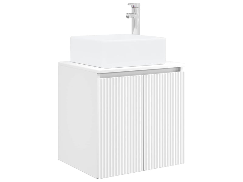 Vanité de lavabo mural, meuble de rangement blanc 53x35x63 cm bois d'ingénierie - Conforama A