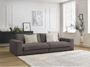 Canapé droit fixe BOBOCHIC LEONARD 3 places Tissu marron