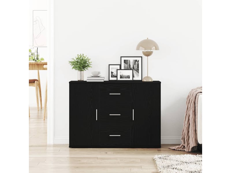  Buffet - bahut - meuble de rangement chêne noir 91x29,5x65 cm bois d'ingénierie  - Conforama C