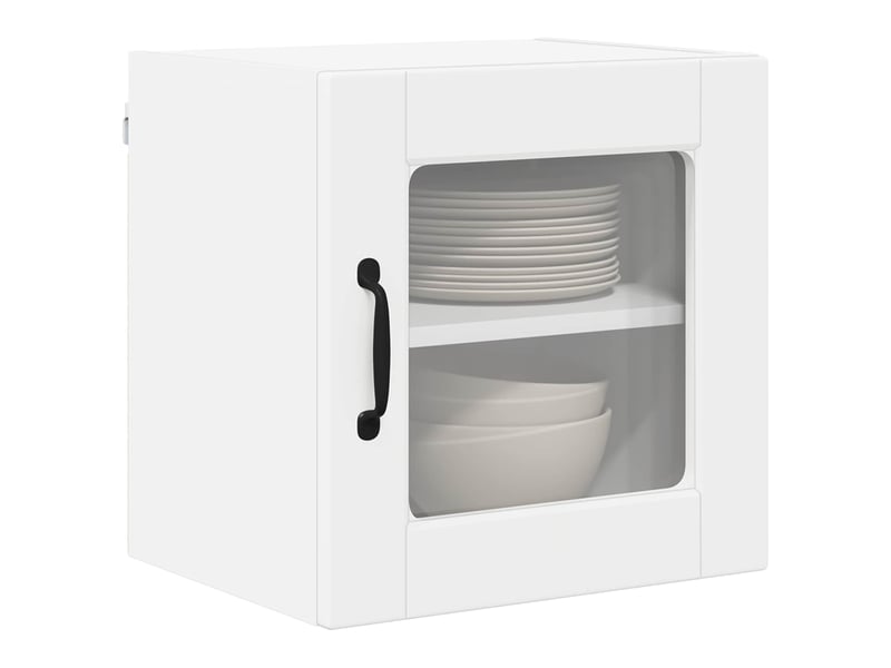 Meuble mural de cuisine, cabinet en verre mural 2 pc blanc bois d'ingénierie - Conforama C
