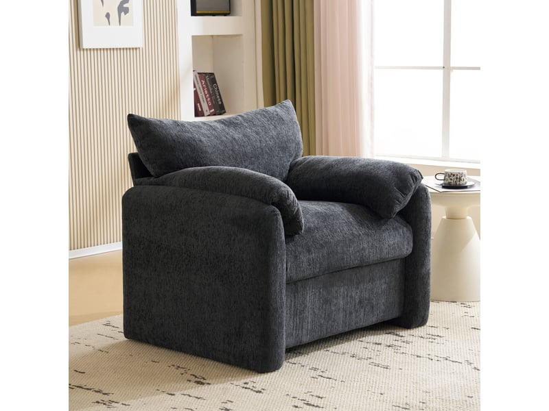  Fauteuil 1 place en chenille gris  - Conforama C