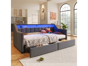 Lit banquette 90x200 cm <strong>ZOVIRA</strong>  <strong></strong> coloris gris