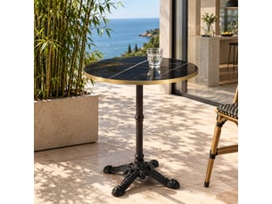 Icare - ensemble n°2: table bistrot d70cm en céramique marbré noir