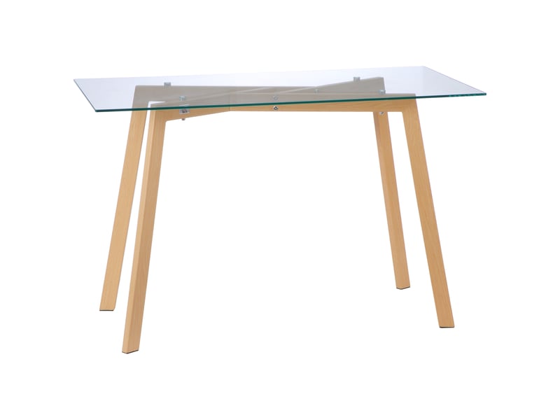  Table à manger 4 personnes en verre trempé et acier 120 x 60 x 76 cm  - Conforama B