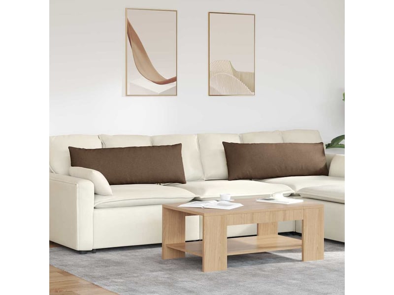  Lot de 2 coussins de canapé, coussins décoratifs tissu marron 120 x 40 cm cf58897  - Conforama B
