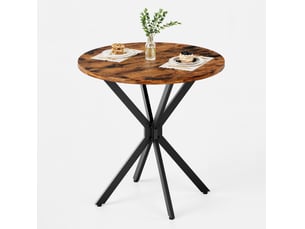 Table à manger ronde, d80 cm, industrielle table cuisine, salle à manger, design moderne, métal, coloris marron et noir