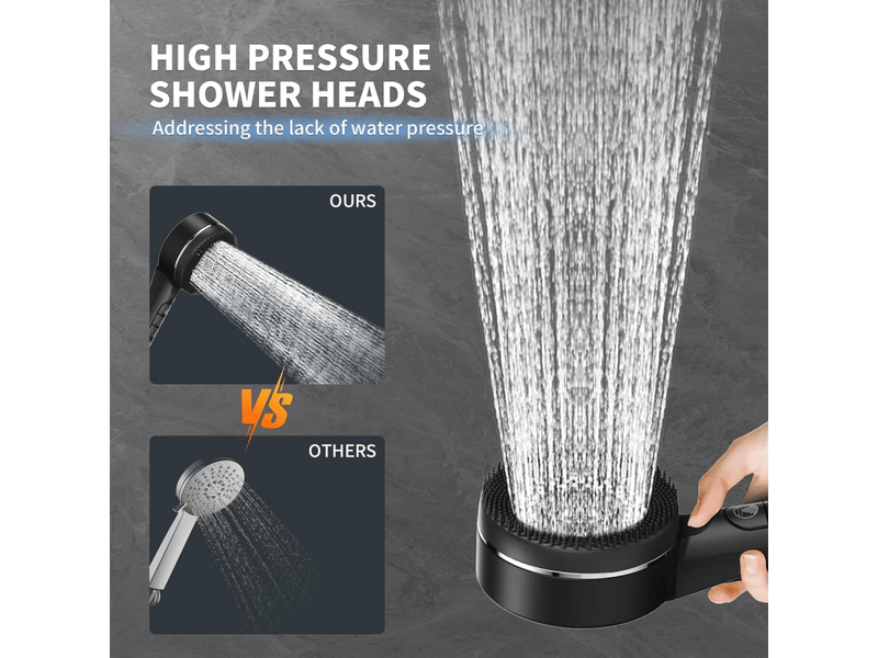  Pommeau de douche haute pression, pommeau de douche à économie d'eau avec flexible de 1,5 m, noir  - Conforama D